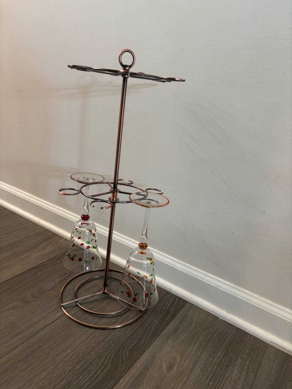 Metal Wine Glass Holder Stand in Copper